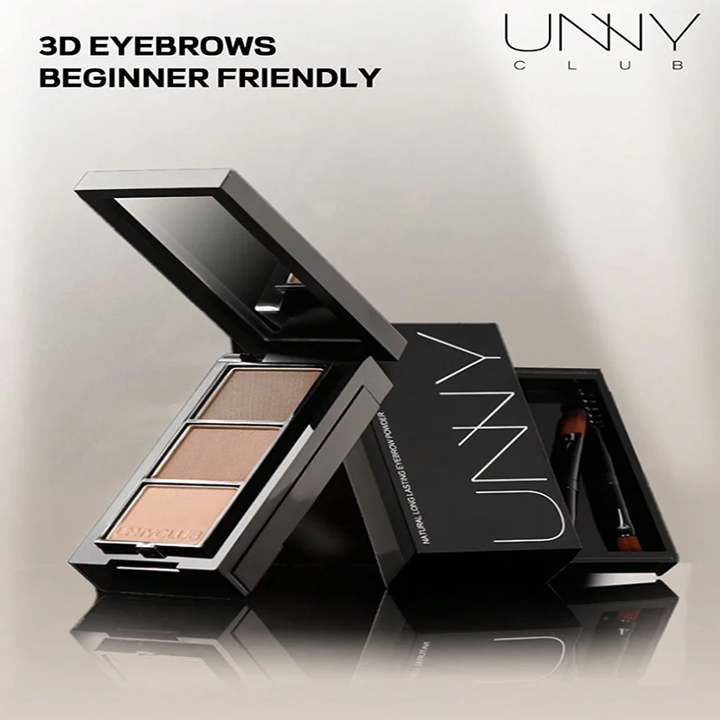 Paleta de polvos para cejas mate, gradación y contorno naturales, resistente al agua y al sudor, con espejo y 2 pinceles