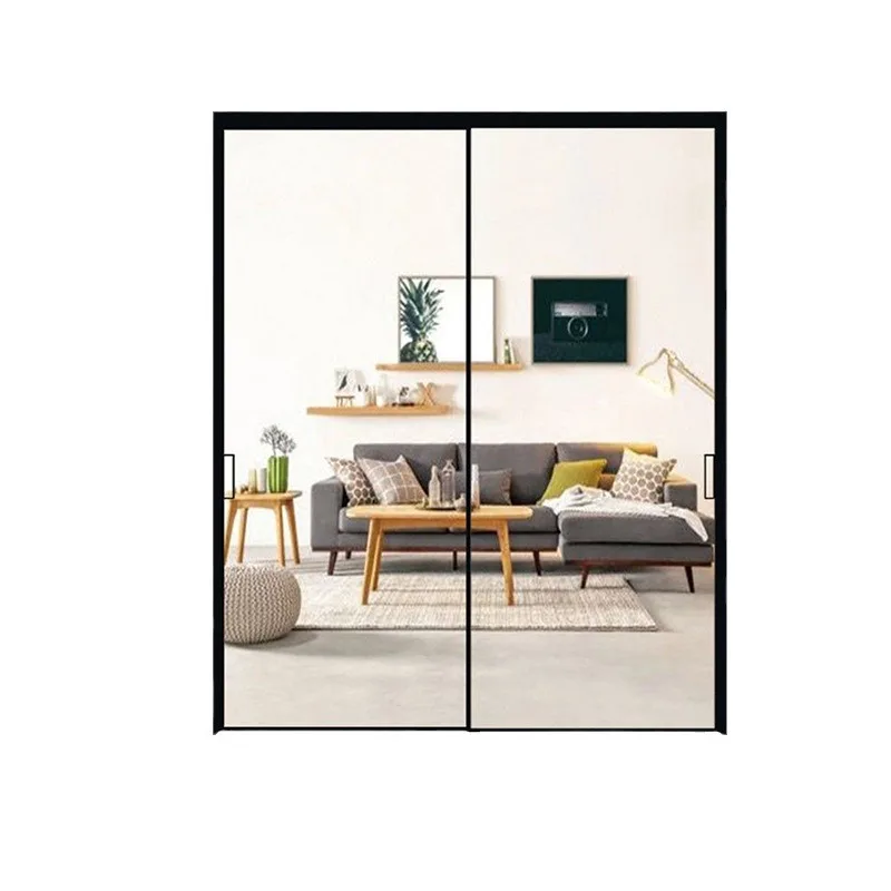 Processing customized minimalist sliding door modern simple triple linkage ground rail glass door customized study living room