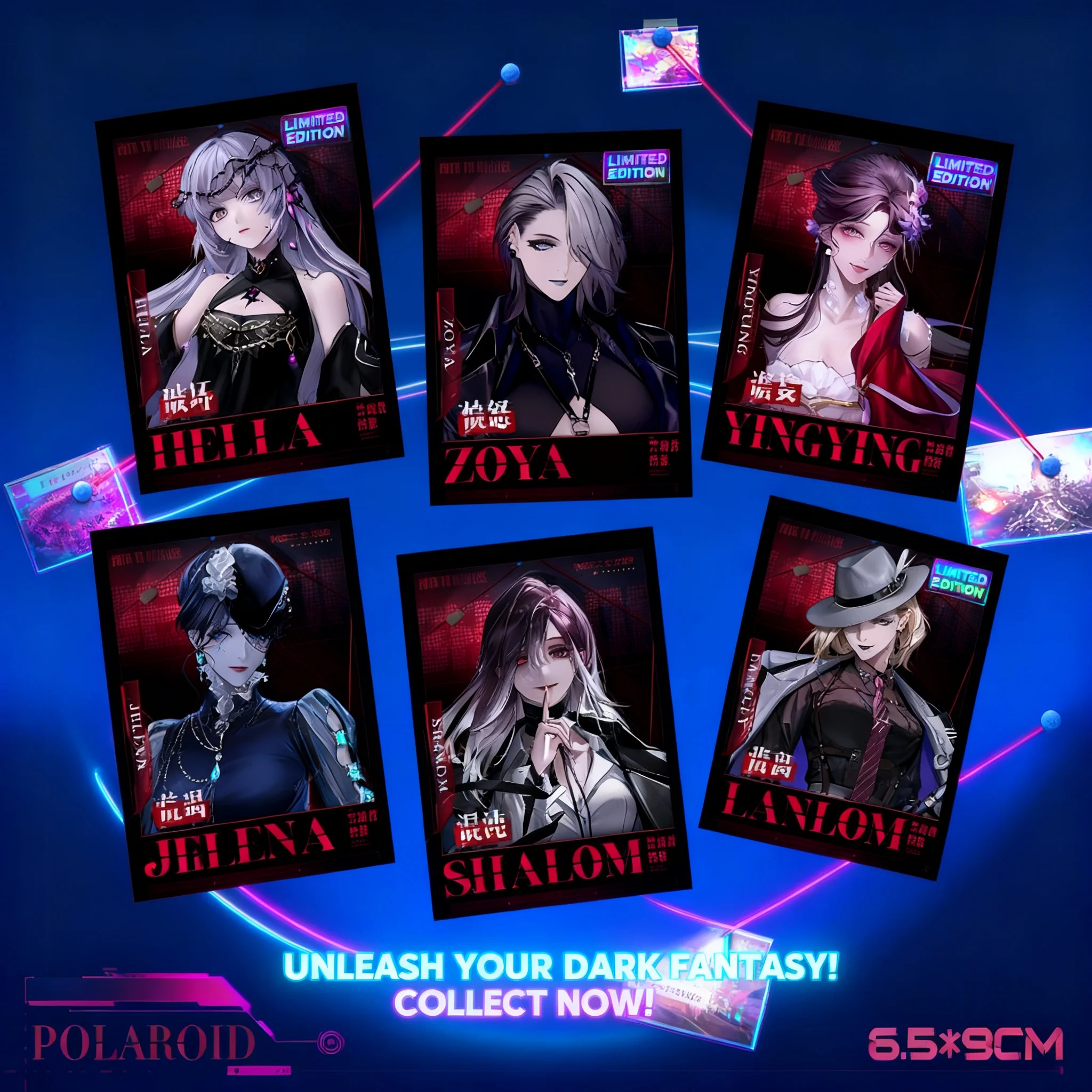 

Anime Character Cards of Enfer Raven Hamel Hella and Angel from Endless Labyrinth Instant Photo Collectibles for Fans and