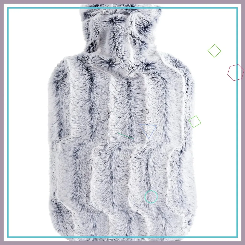 

2L Furry Hot Water Bottle with Cozy Cover, Light Blue - Soothing Warmth for Comfort