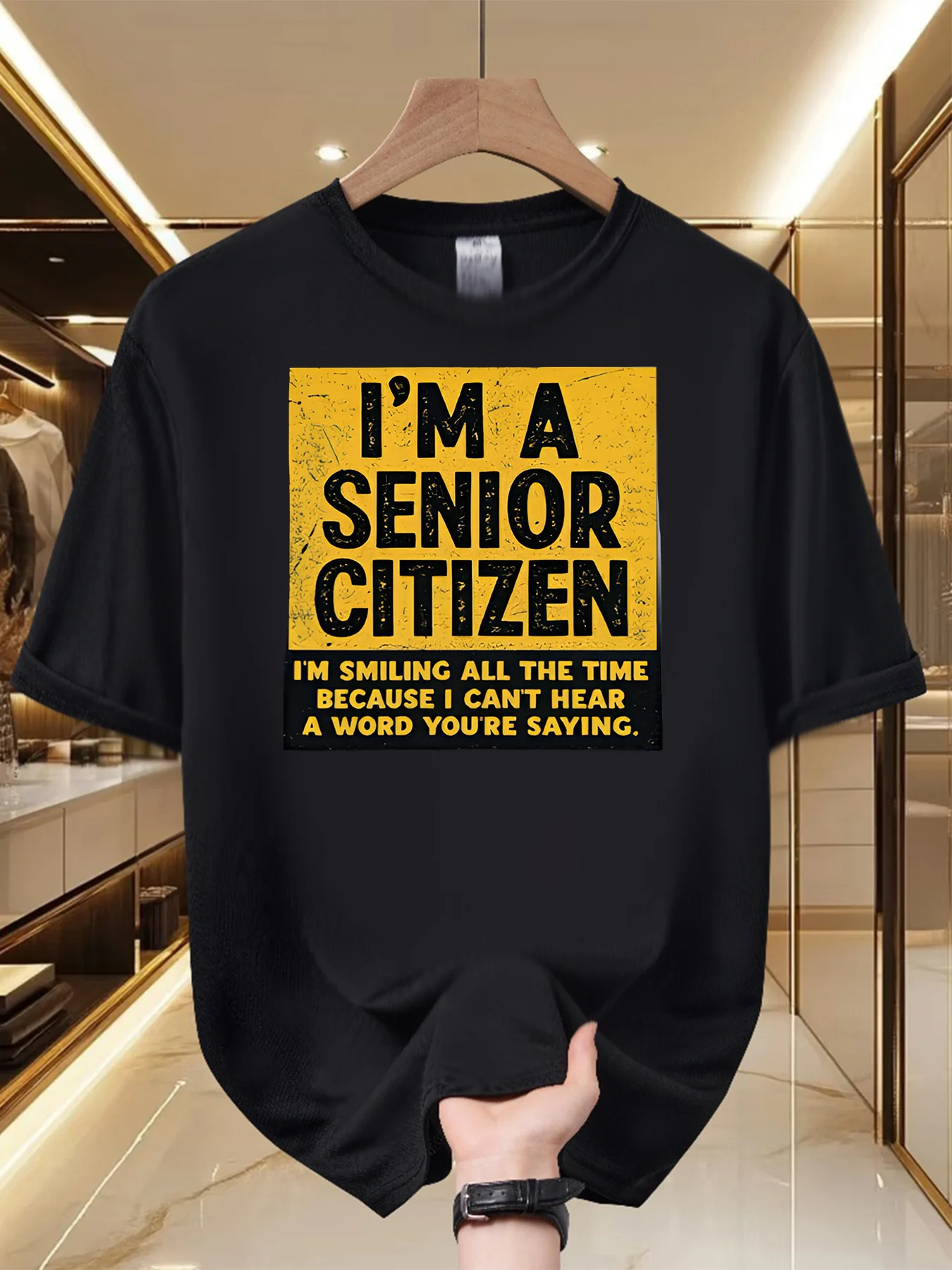 Vintage Senior Citizen Humor Quote Print T-shirt Men Women Retro Letter Graphic Tee Daily Casual Fashion Gift Tops