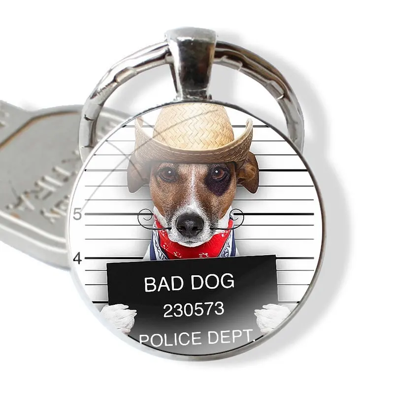 Jack Russell Terrier Dog Keychain Handmade Glass Cabochon Key Ring Holder Pendant Key Chains