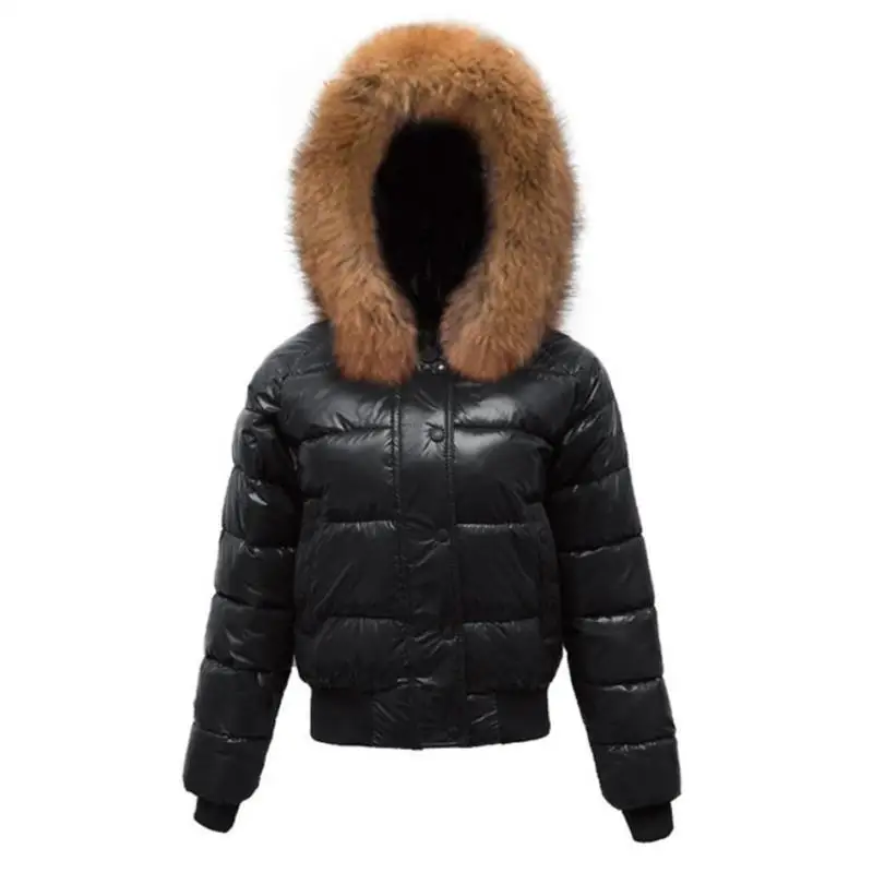 Casual Waterproof Outerwear Glossy Winter Hooded Coat Winter Jacket Women Fur Coat Women\'s Winter Jackets Short Warm Female Coat