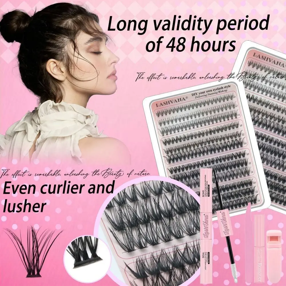 Conjunto de cílios postiços 3D mistura natural DIY clusters cílios livro com pinça de cola modelador de cílios para 5 peças