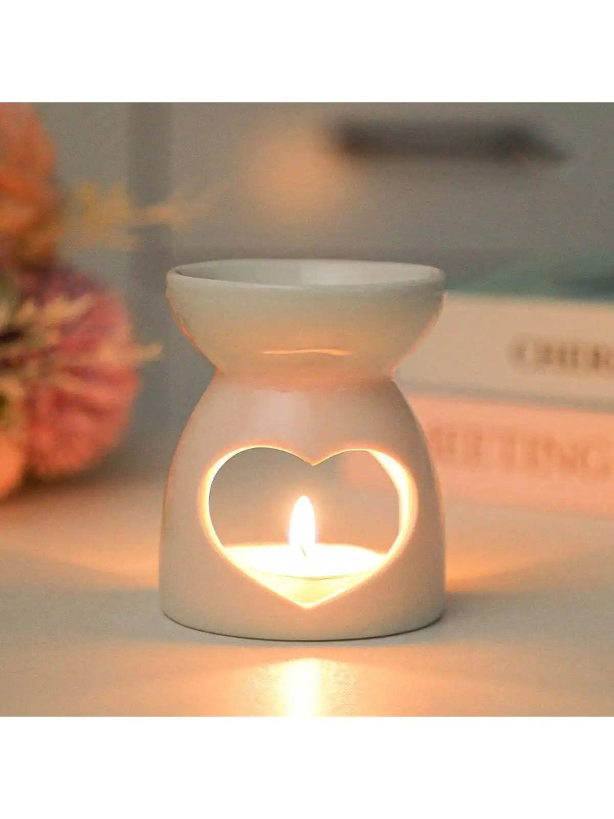 Delicate Mini Ceramic Hollow Floral, Heart, Moon & Star Shaped Aromatherapy Candle Holder, Fragrance Oil Diffuser Burner.