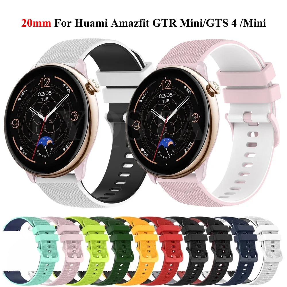 20mm Silicone Watch Strap For Amazfit GTR/GTS 4 Mini Strap Strap For Amazfit GTS/2e/GTS 4/GTS 3 Strap For Amazfit Bip/3/U Pro