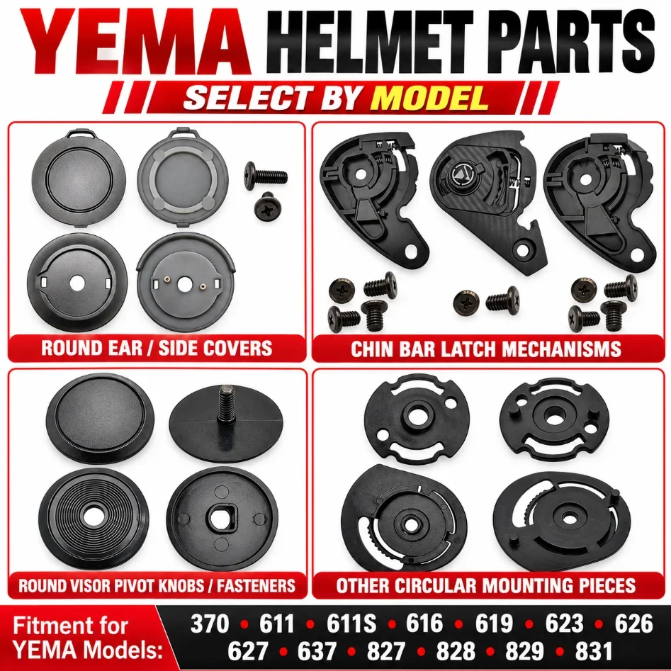 Motorcycle Helmet Replacement Ear Covers Chin Bar Buckle Visor Pivot Knobs and Screws for Selected Helmet Models
