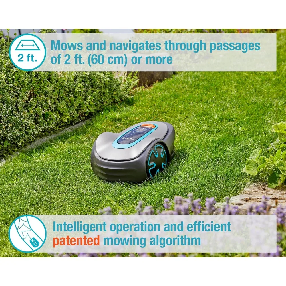 Automatic Robotic Lawn Mower with Bluetooth app, Boundary Wire - For lawns up to 2700 Sq Ft, Made in Europe, Grey