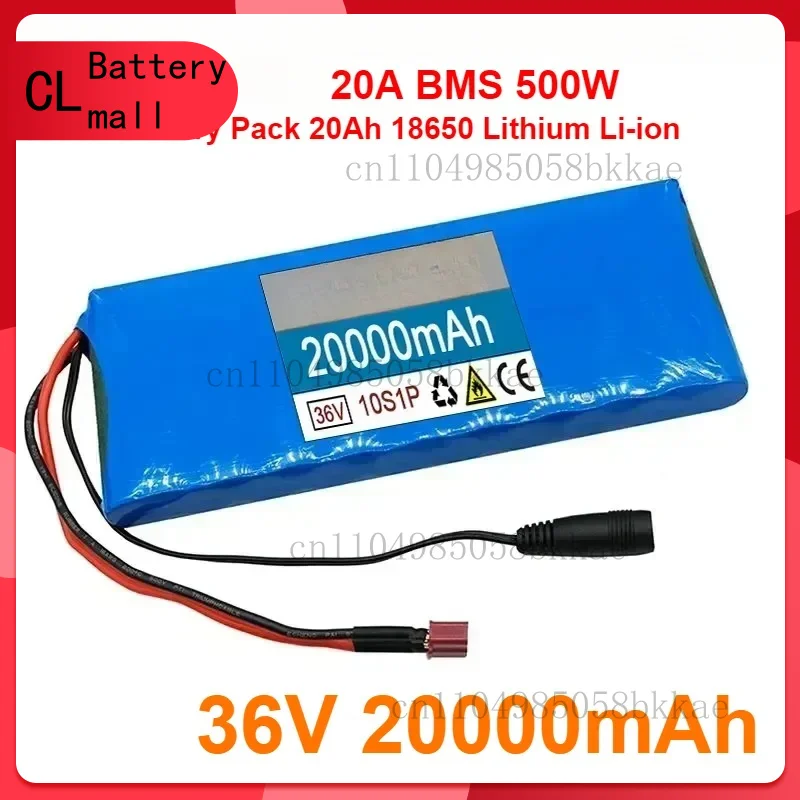 

For Rechargeable Batteries Electric Car Bicycle Scooter 20A BMS 500W 10S1P Battery Pack 20Ah 18650 Lithium Li-ion 36V 20000mAh