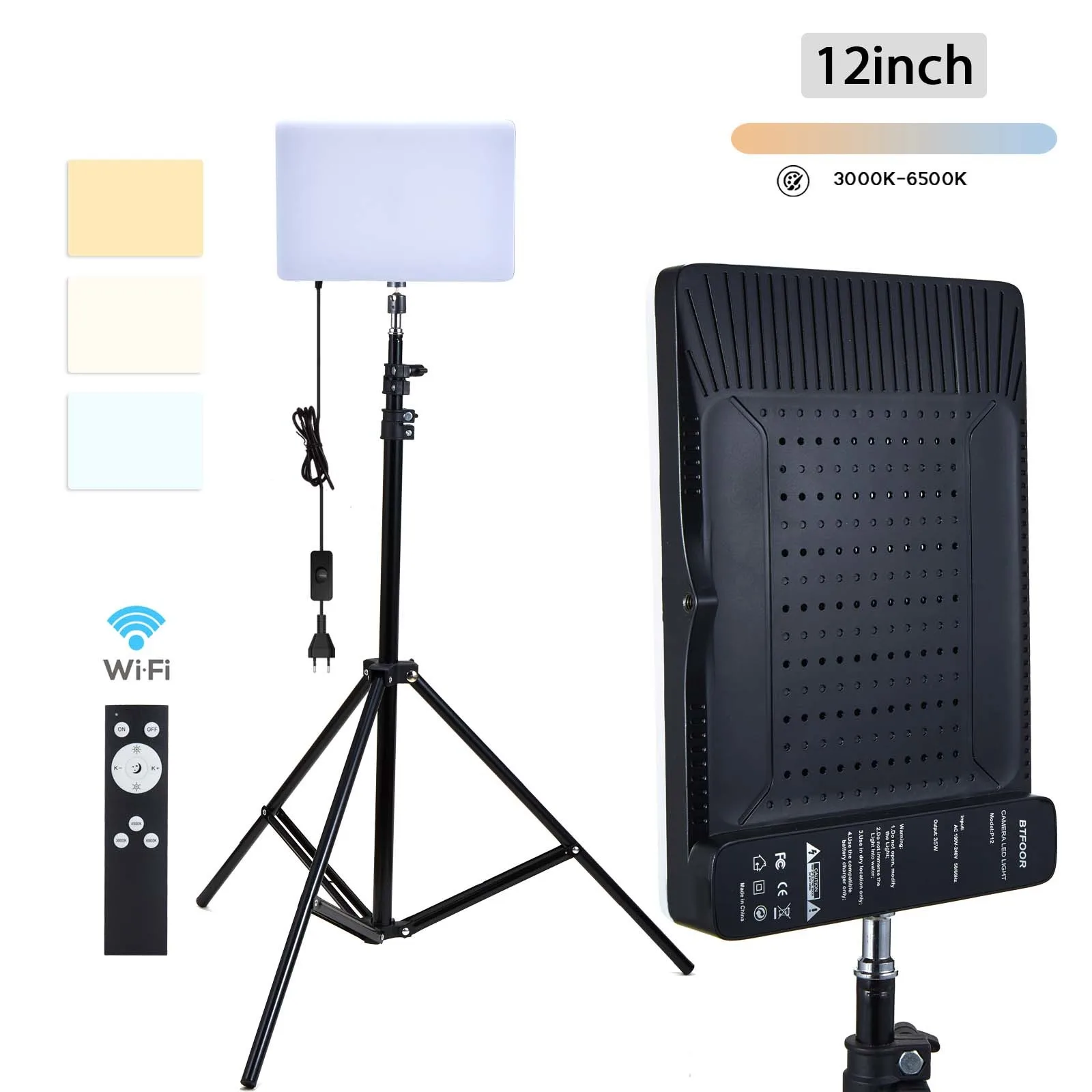 LED Fill Lamp Video Light Panel Bi-color 3000k-6500k Photography Lighting Live Stream Photo Studio Light with Tripod Stand