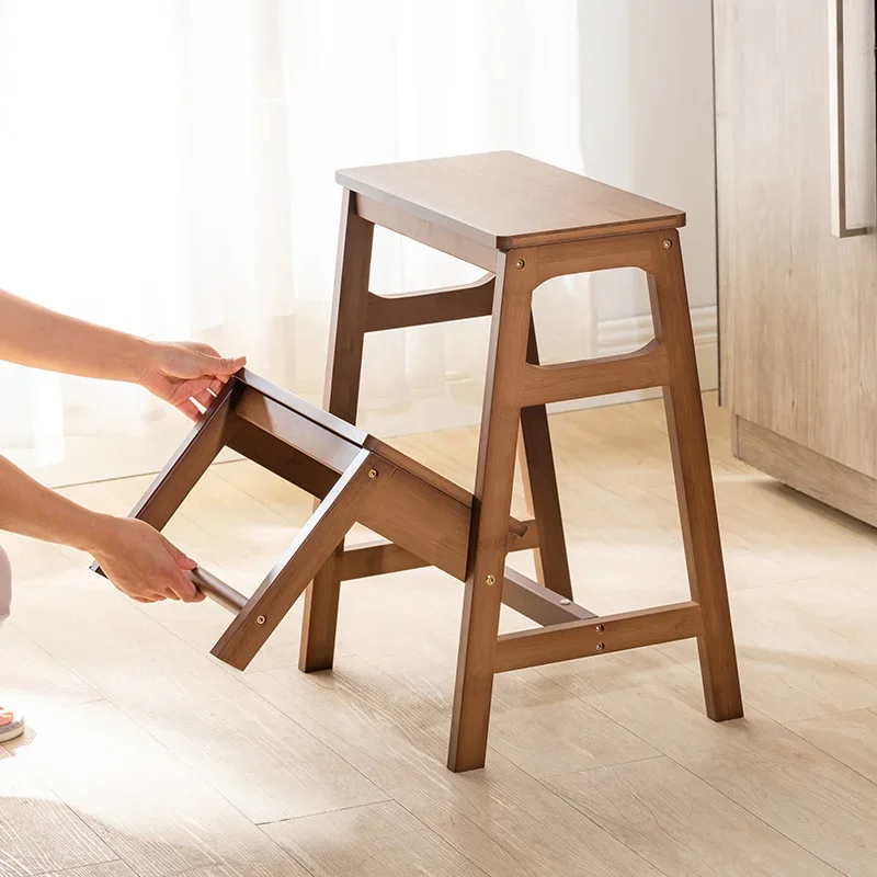 

Wooden Ladder Stool Solid Wood Double-layer Step Stool Simple Modern High Folding Stool Home Non-slip Children's Hand Washing