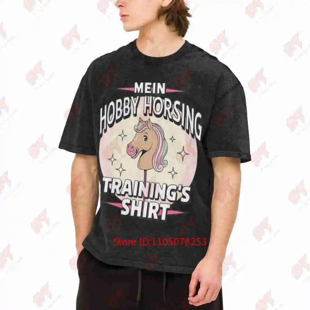 Horse Unicorn Mein Hobby Ponysing Training Slogan Stars Equestria Vintage Washed Tee Pure Cotton T-Shirt