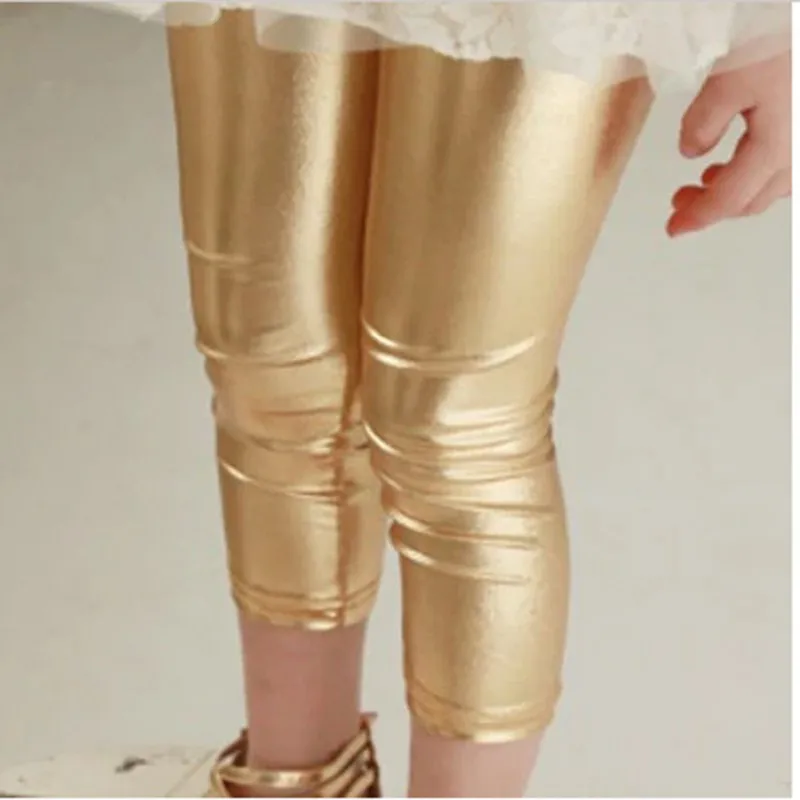 Spring Autumn Girls Pants Party Kids Clothes Glossy Metallic Elastic Leggings Dance Pants Hip Hop Trousers Dancewear Sweatpant