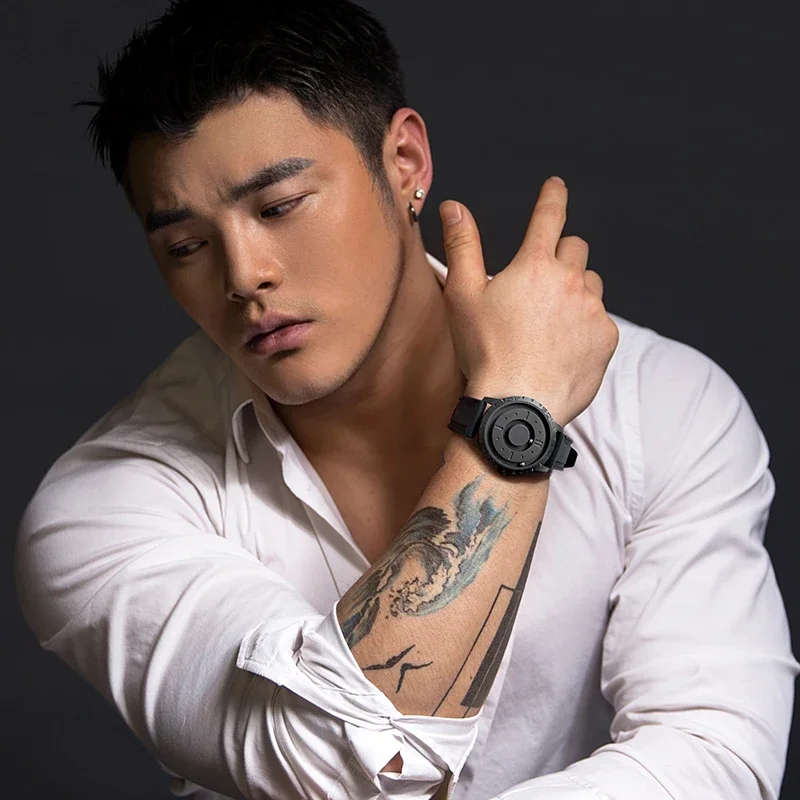 EUTOUR watches male magnetic watches quartz waterproof leather steel stainless steel bracelet watches black dial fashion sports