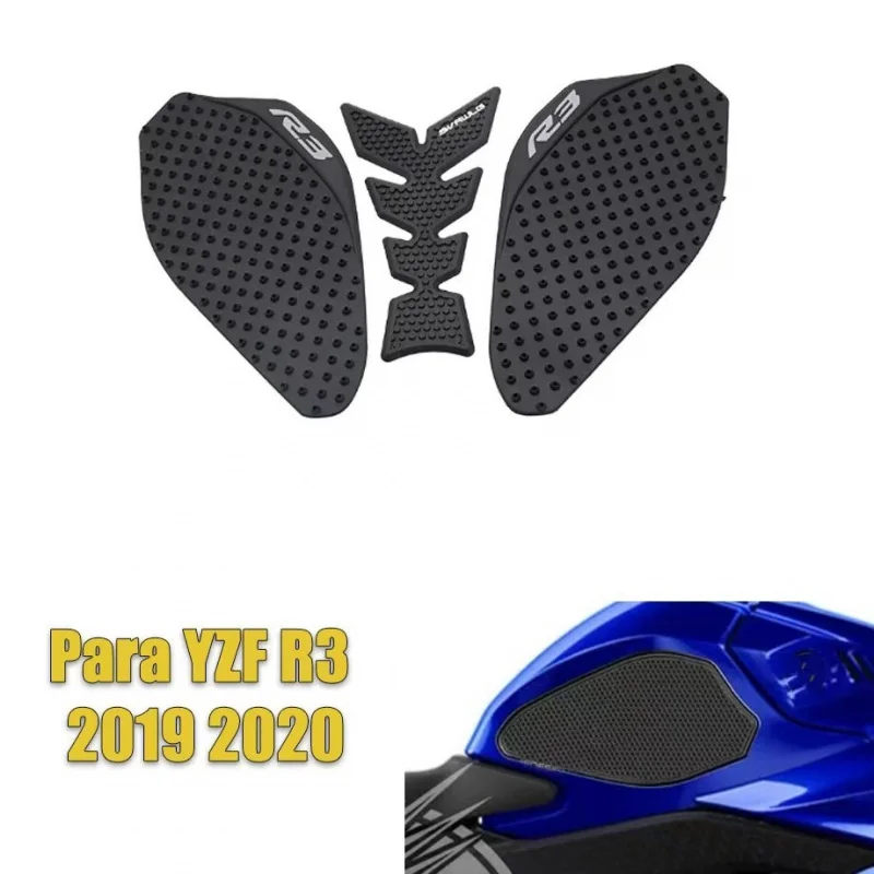 Non-Slip Motorcycle Tank Pad, Gas Side Sticker, Fishbone Design, For Yamaha YZF R3 YZFR3