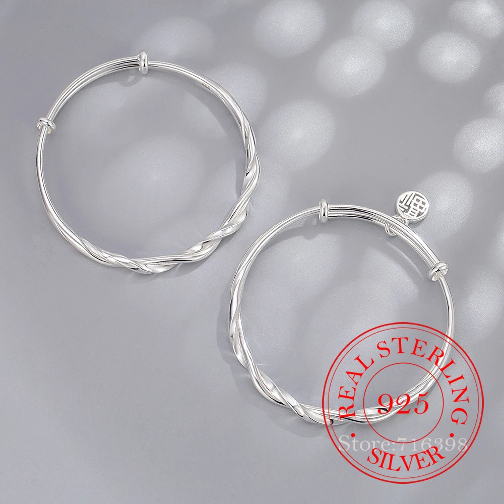 925 Sterling Silver Jewelry Mobius Interwoven Bangle Bracelets For Women Wedding Engagement Jewelry for Girls Friends Gift