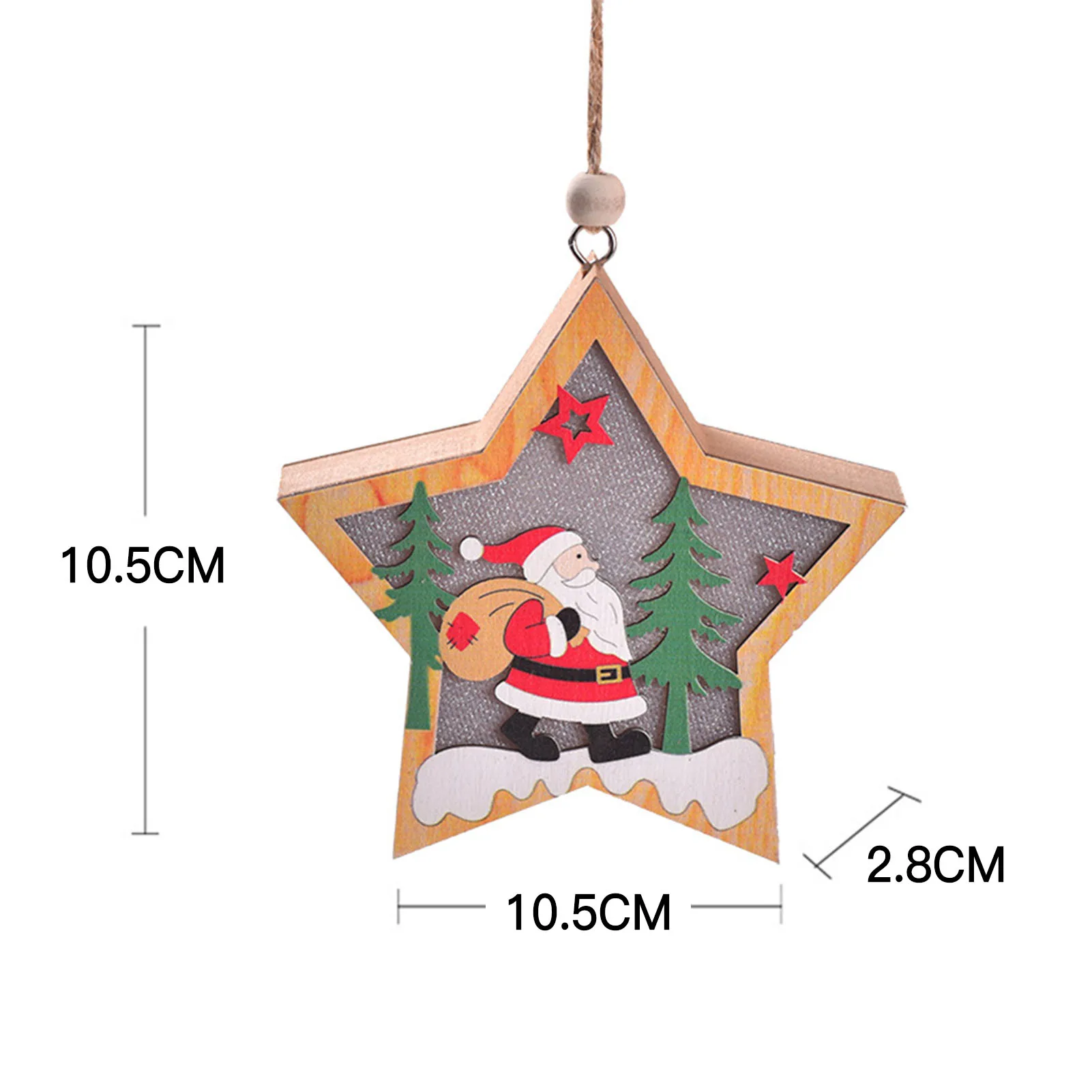 Christmas Wooden Hanging Tree Pendant Santa Claus Snowman Deer Tree Night Light Party Supplies for Home Holiday Indoor Outdoor