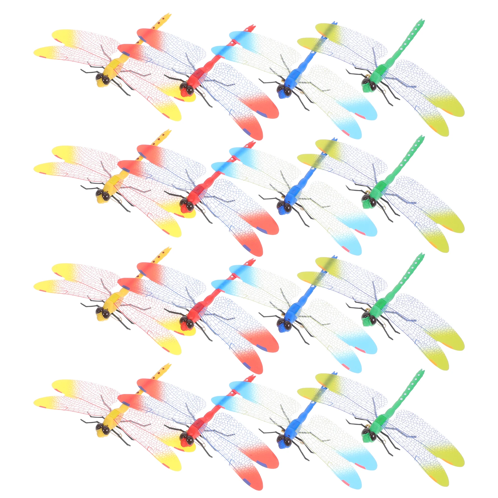 

20pcs Artificial Figurines Durable Pp Material Adorn Mini Desktop Outdoor Decoration Plastic Dragonfly Fake