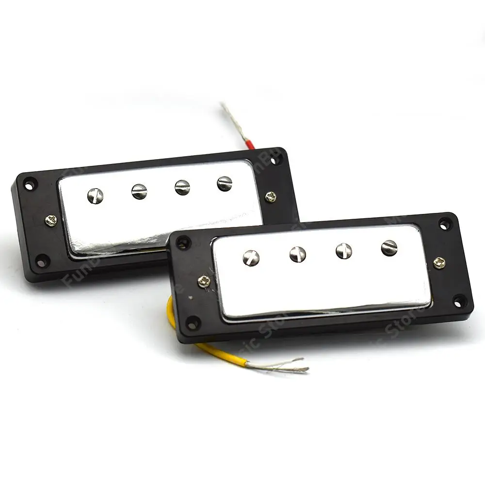 1Set Guitar Pickups Mini 4 string Bass Guitar Humbucker Pickups with Black Ring for Electric Guitar with mounting screws