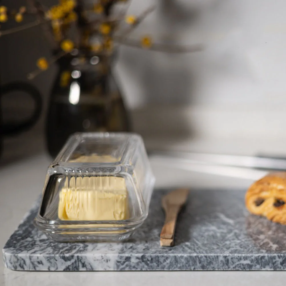 

1Pcs Household Cheese Plate Glass Butter Dish Covered Storage Holder Food Serving Plate Dessert Tray Cheese Container