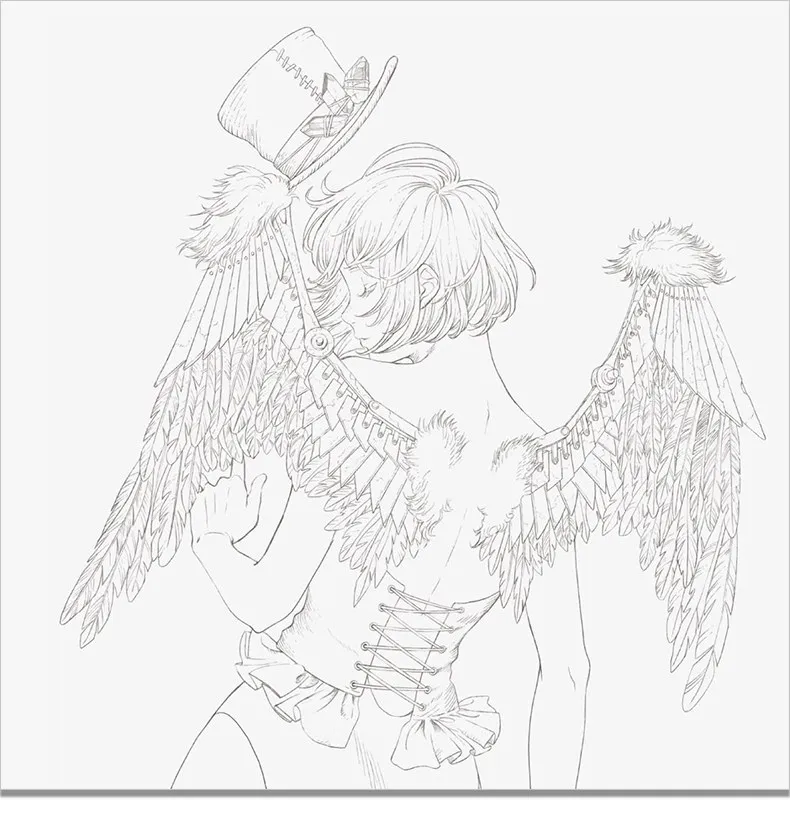 Victoria Fantasy Illustration ヴィクトリアン Fantasy, Black Forest retro futuristic world, coloring picture book