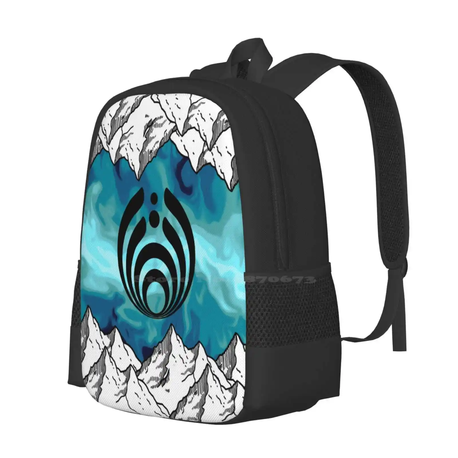 Bassnectar Pattern Design Laptop Travel School Bags Bassnectar Edm Dj Music Festivals Matrix Remix Trendy Trippy Mountains