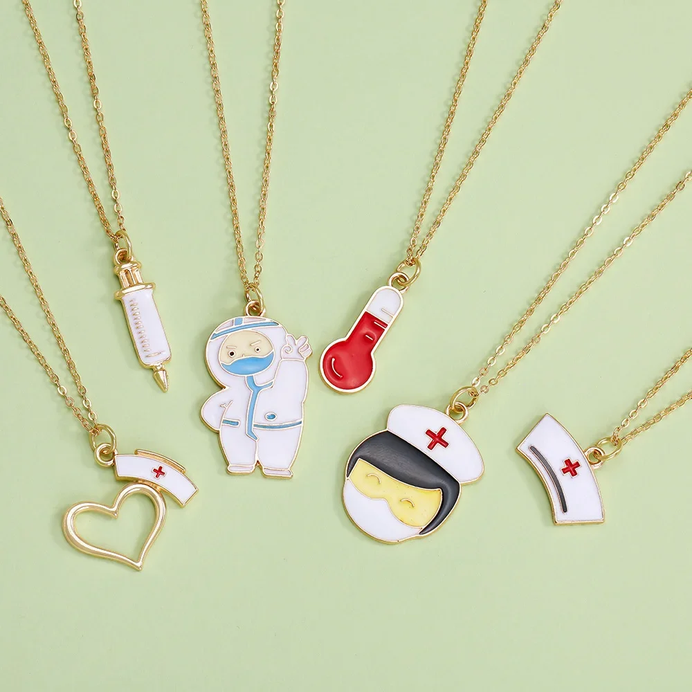 

Cute doctor's creative diy, oil-dripping alloy nurse needle fashionable clothing accessories