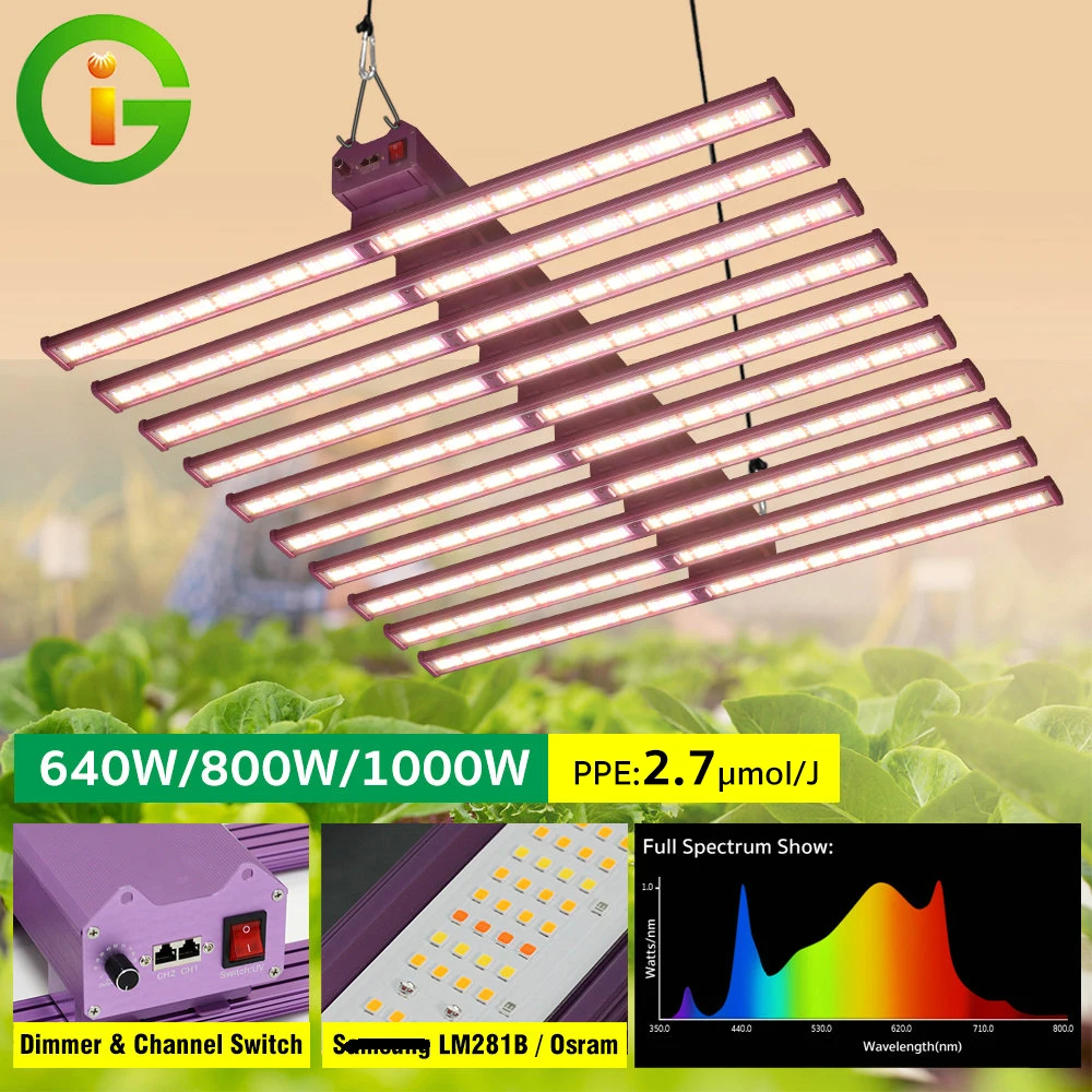 1000W LM281B Quantum Led Grow Light Bars Full Spectrum 3000K 5000K Dimmable Waterproof Lamp with Adjustable Rope