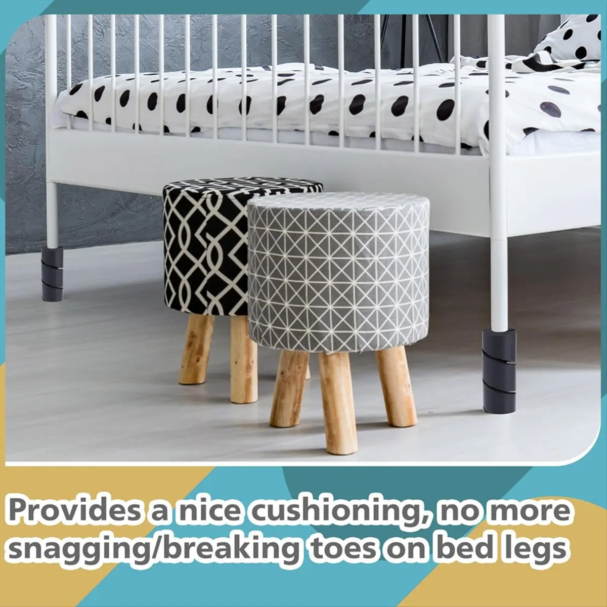 REST 4 Pcs Bed Frame Toe Protectors 6inch Bed Frame Leg Covers, Bed Frame Feet Protectors for Toe Saver Keep Your Toes