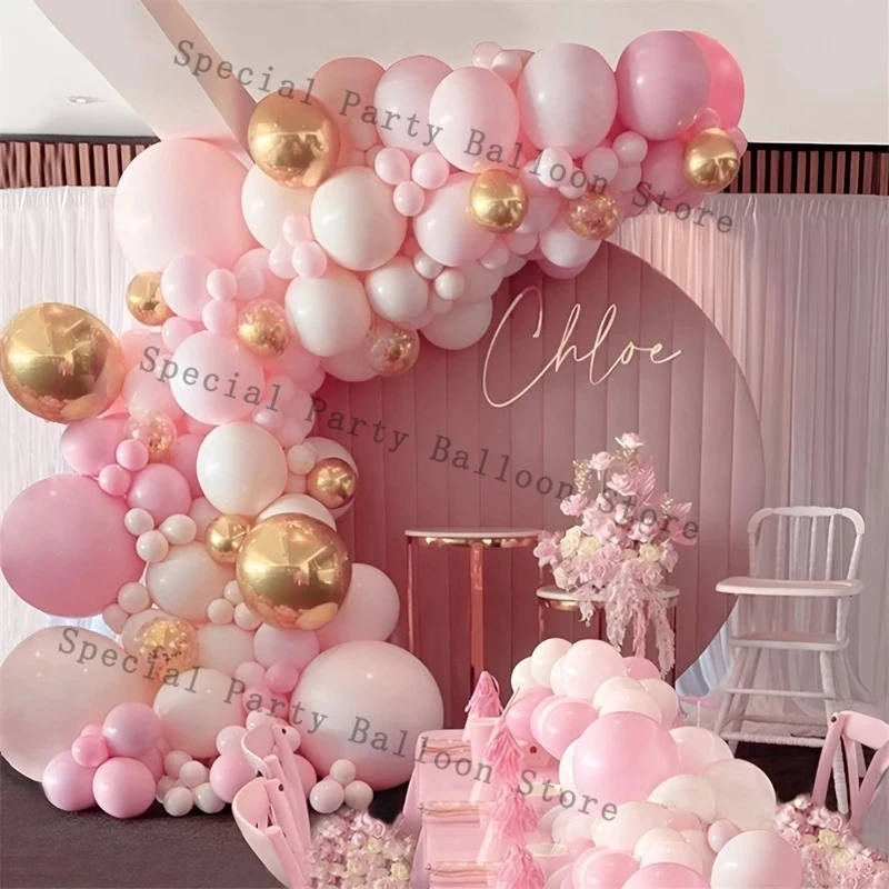 Pastel Pink Balloons Garland Kit Ballon Arch White Gold Balloon for Valentines Day Wedding Birthday Party Baby Shower Decoration