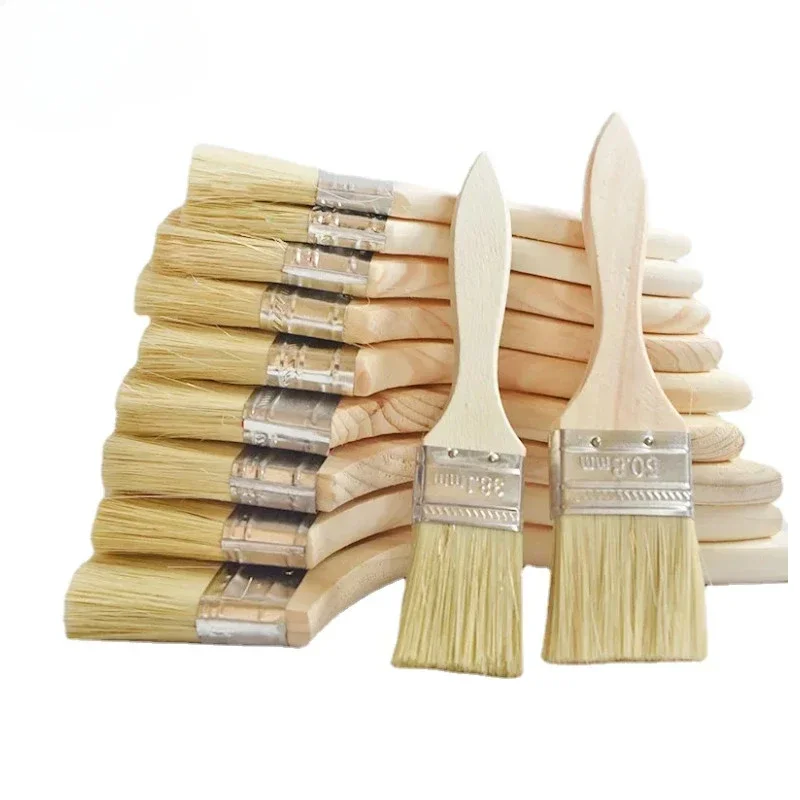 Wooden Handle Barbecue Brush, Oil Brush, Paint Brush, Soft Wool, Kitchen Tools, Barbecue Accessories, 1 