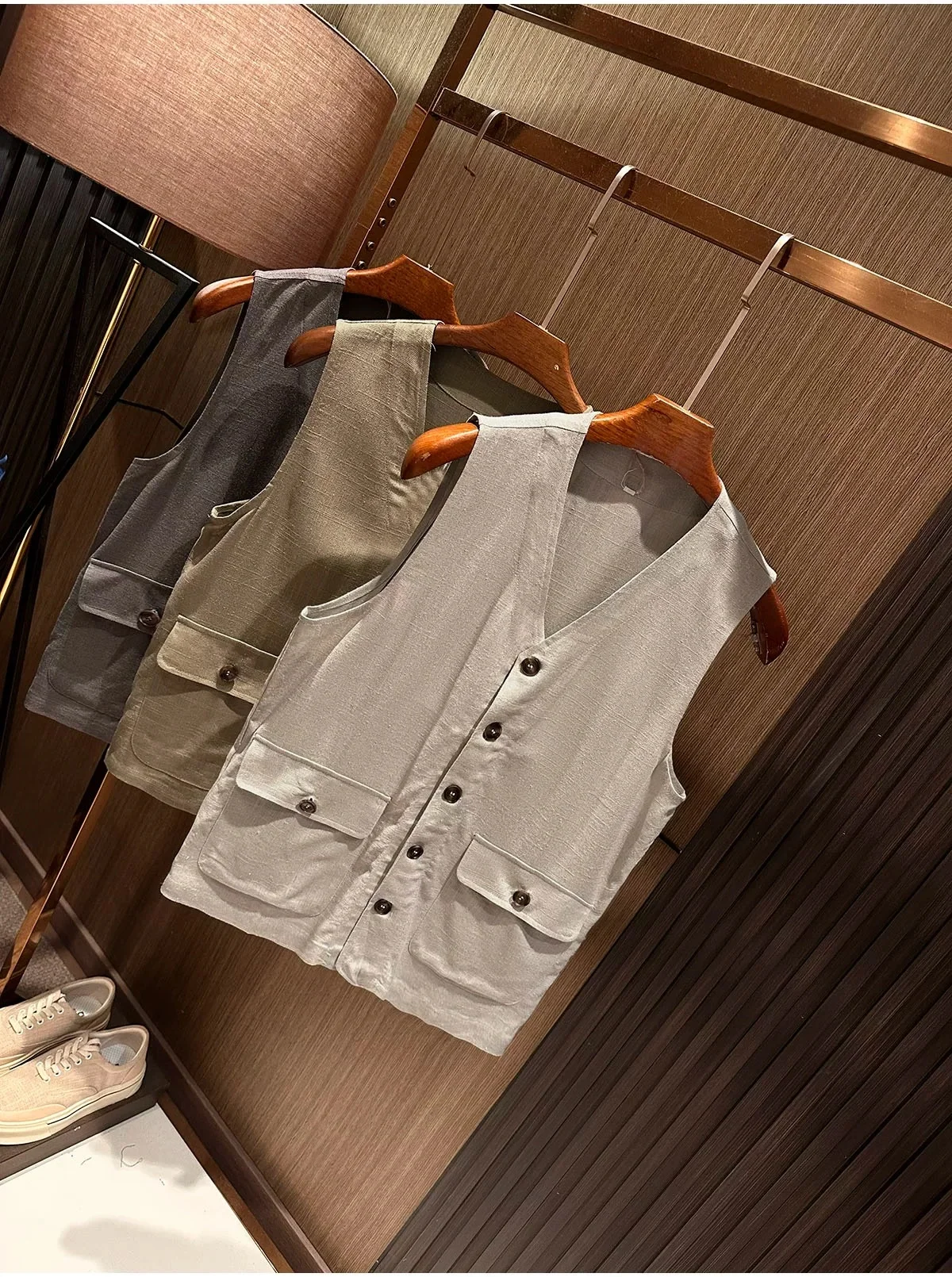 Men's Summer New Arrival Solid Color High-Quality Linen Vest Overcoat