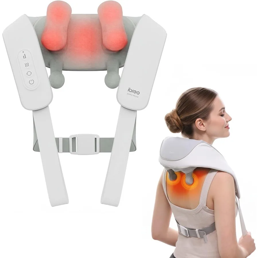 

Cordless Shiatsu Neck and Back Massager with Heat for Pain Relief: 10 Mins x 12 Uses 3 Massage Modes 2 Intensity Levels 3D Knea
