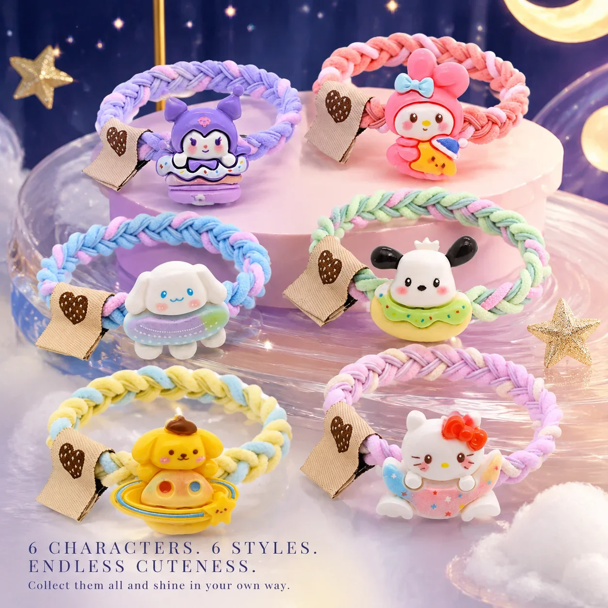 Cute Sanrio Scrunchie Hair Tie Sweet Girl Ponytail Holder Kawaii Hair Elastic Fresh High Quality Ins Style Sanrio Merchandise