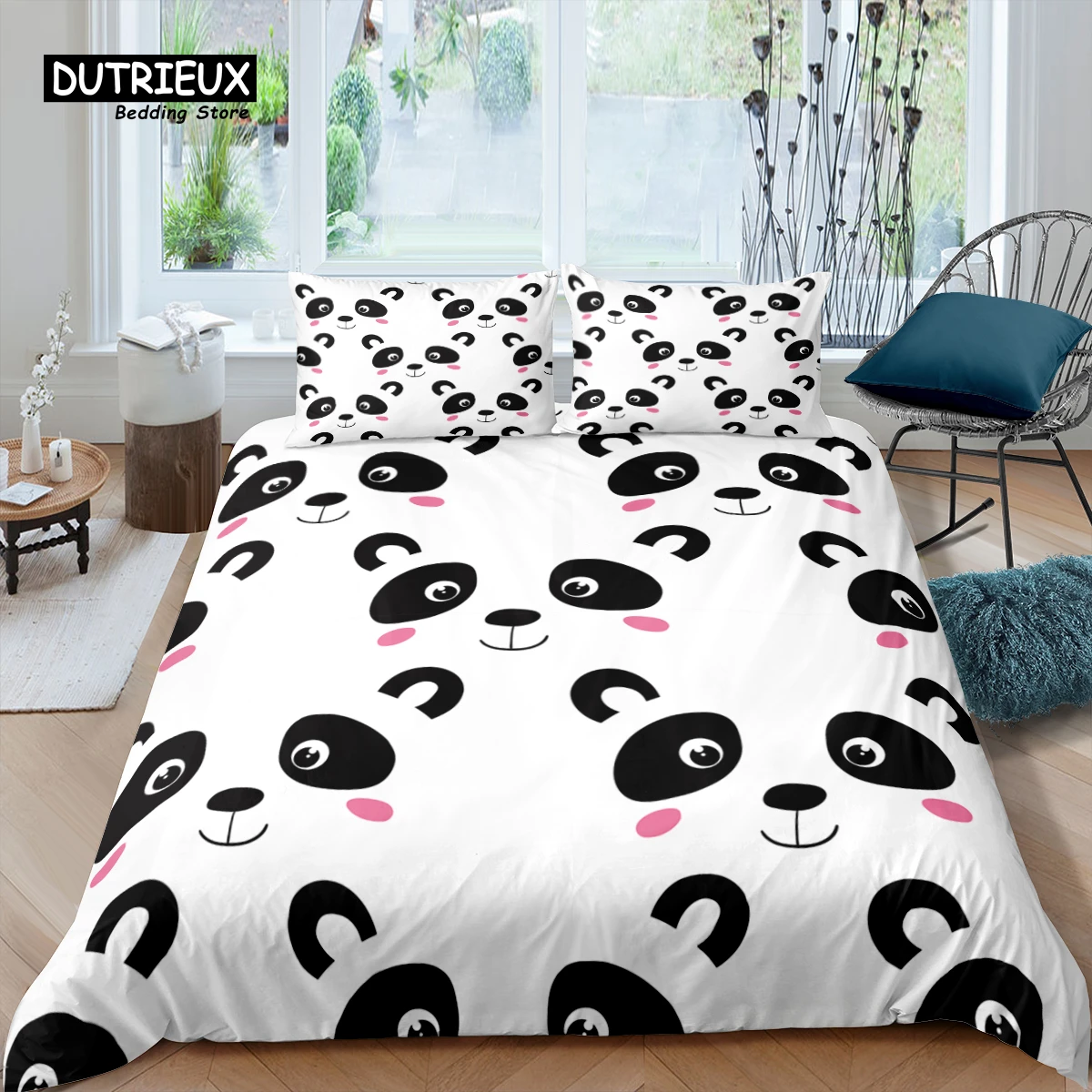 Home Living Luxury 3D Panda Bedding Set Duvet Cover Set Pillowcase Kids Bedding Set Queen and King EU/US/AU/UK Size