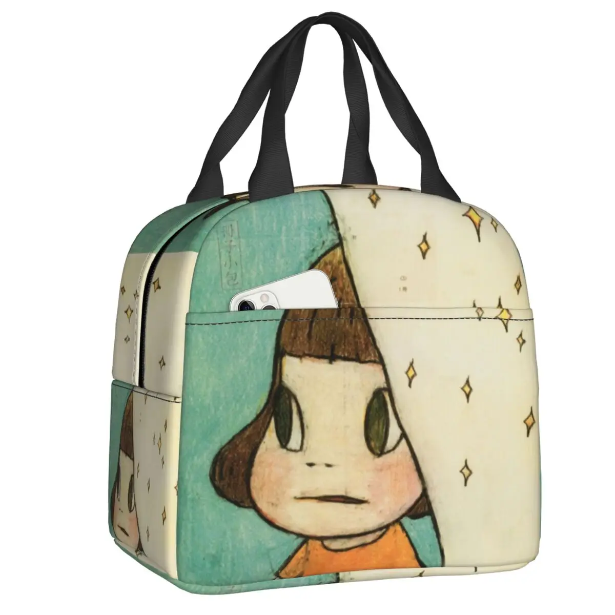 Custom Yoshitomo Nara Japanese Manga Anime Lunch Bag Men Women Cooler Warm Insulated Lunch Box for Kids School Children