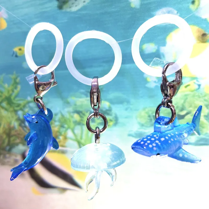 Gacha Scale Model Marine Animal Sunny Day Doll Umbrella Pendant Shark Whale Shark Jellyfish Dolphin Pendant Action Figure Toy