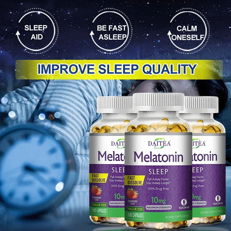 Daitea Melatonin Capsules, Healthy Sleep Supplement for Men and Women, Non-GMO, Gluten-free