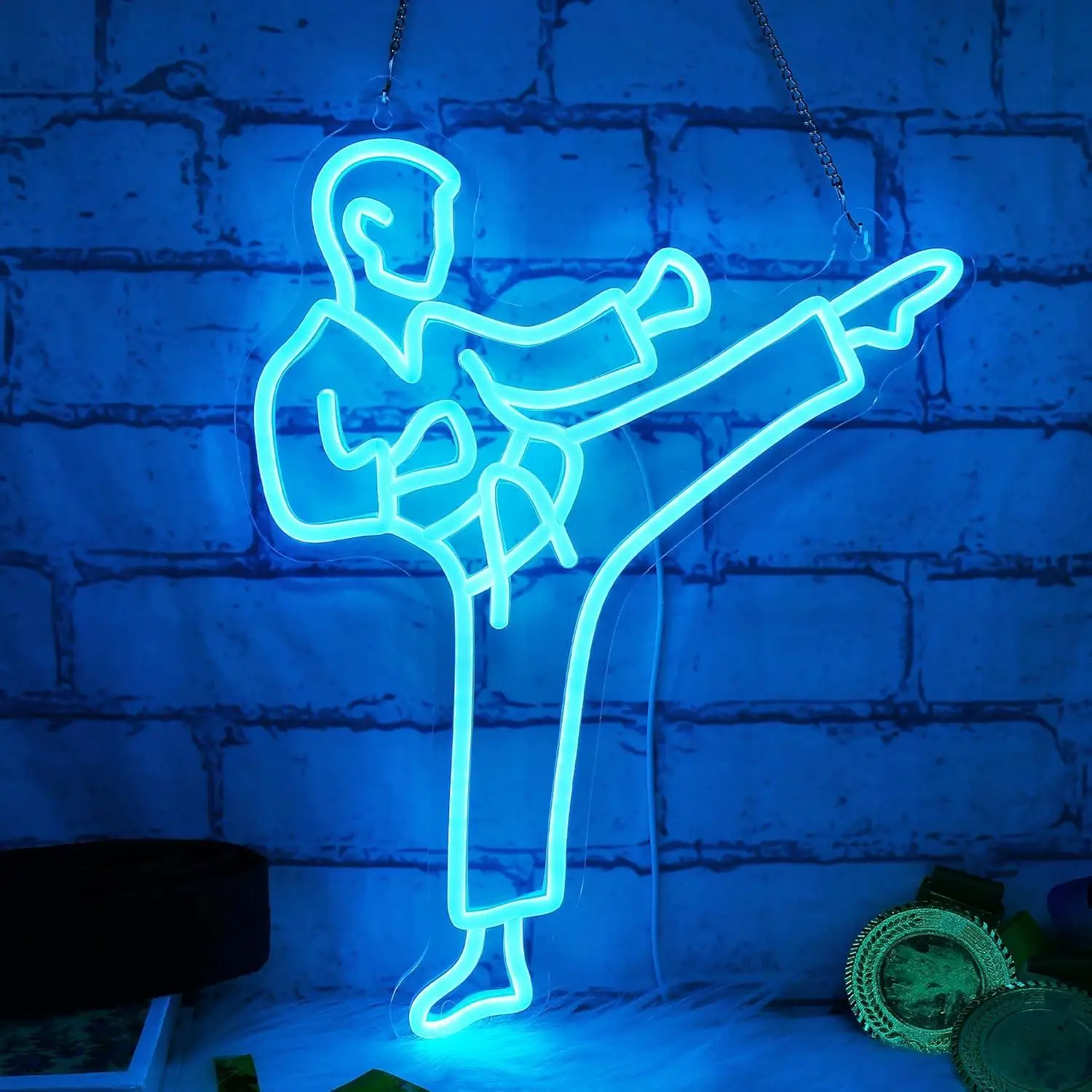 

Ammonite Karate Neon Sign USB Dimmable Neon Lights for Bedroom Gaming Room Decoration Wall Ligh Gifts for Kids Boys Sports Fan
