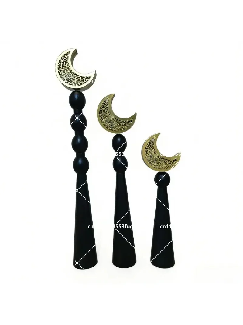 

3Pcs Set Wooden Luminous Moon Ornaments Middle East Arabic Eid Mubarak Ramadan Party Home Decor