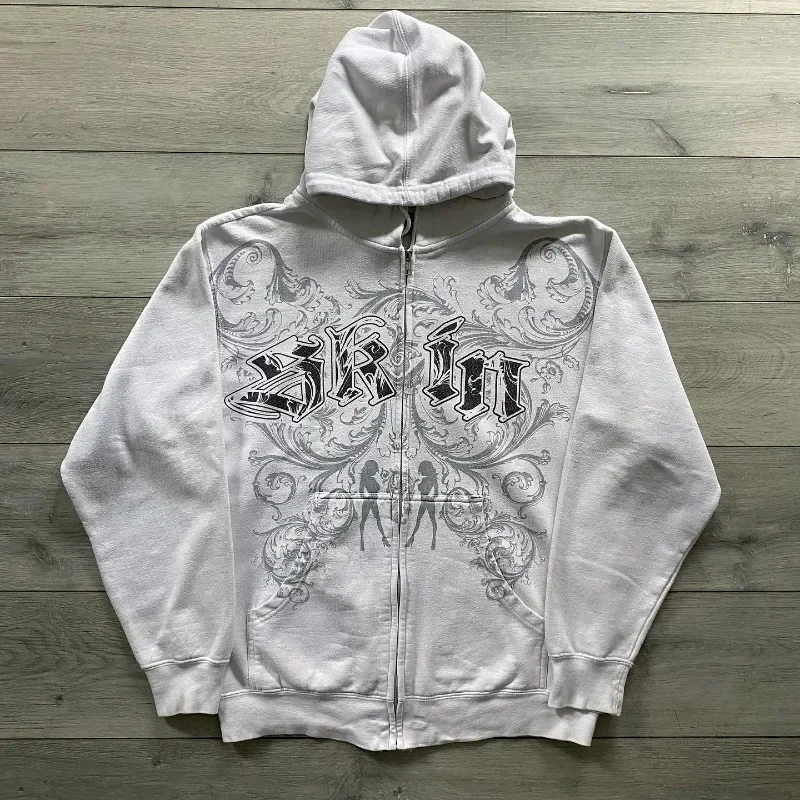 Trendy brand hooded men's and women's letter printed hoodies American high street retro street loose thickened sweatshirt tops