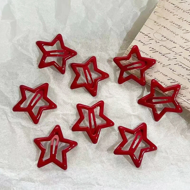 Red Lucky Stars Hair Clips