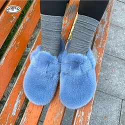 New Clogs Slippers Women Shoes Woman 2025 Trend Winter Warm Luxury Designer Shoes Fashion Shoes for Women Mink Faux Fur Slippers