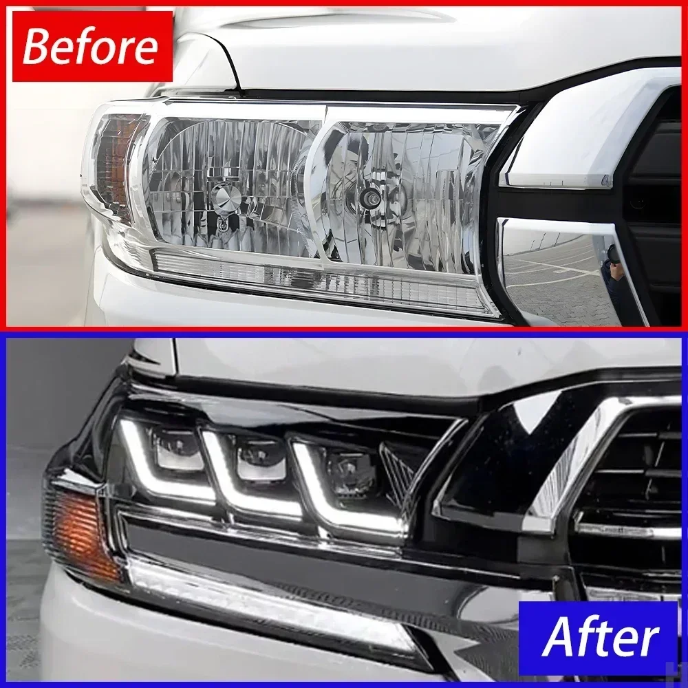 Upgraded Car Front Lamps for Toyota Land Cruiser 2016-2019 Auto Headlights Assembly Led Projector Lens Hot Sale Tool Accessories