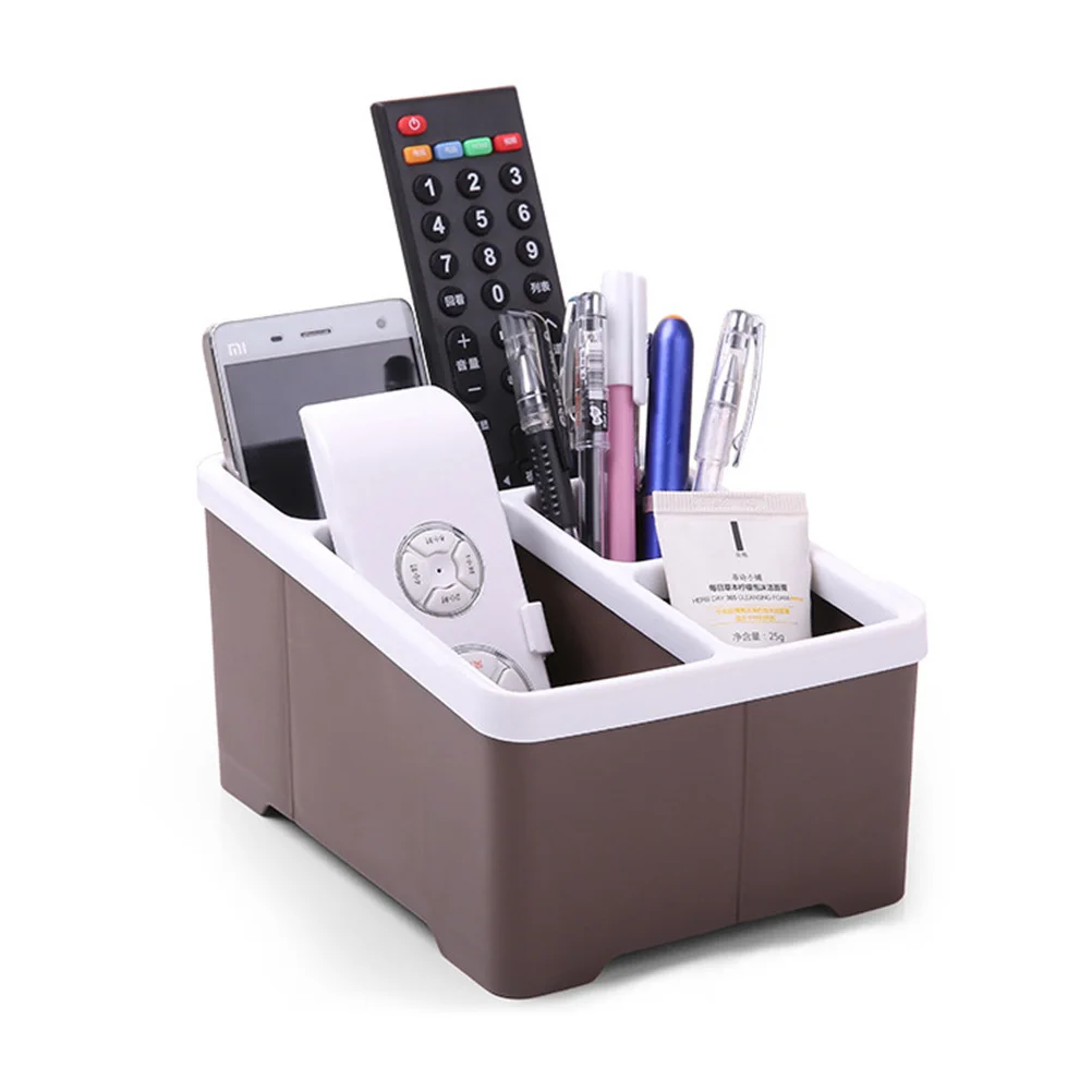 

Storage Box with 4 Compartments Multi-Use Organizer Basket for Stationery Bathroom Kitchen Desktop File Organizer