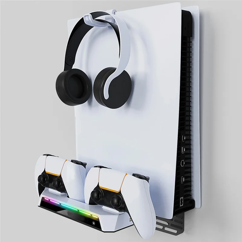 

ABUO-For PS5 Wall Mount Kit With Charging Station, Headset Holder Wall Charger Stand For PS5/PS5 Slim