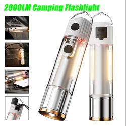 2000LM Super Bright LED Flashlight USB Rechargeable Tactical Torch with Magnet Hook Bright Side Light Outdoor Camping Light