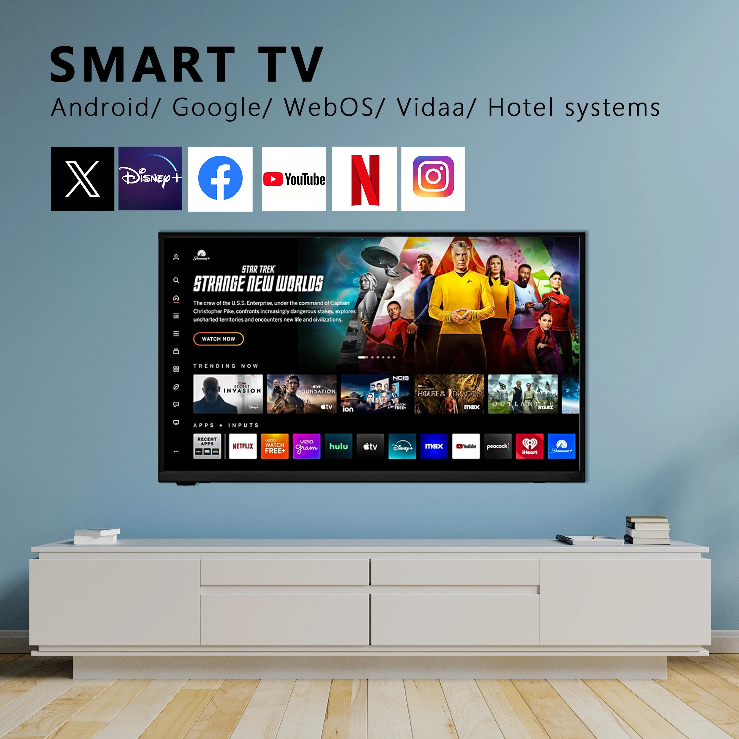 50 Inches Smart LED TV Android WiFi 4K HDTV With High Definition For Living Room Hotel Use Including Inch Models