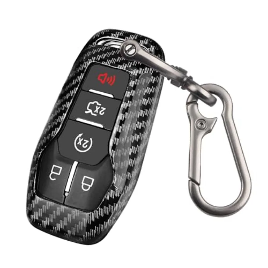 

for Ford Key fob Cover, Carbon Fiber Car Key Case Protector with Keychain Compatible with with Ford Fusion F-150 Edge Explorer