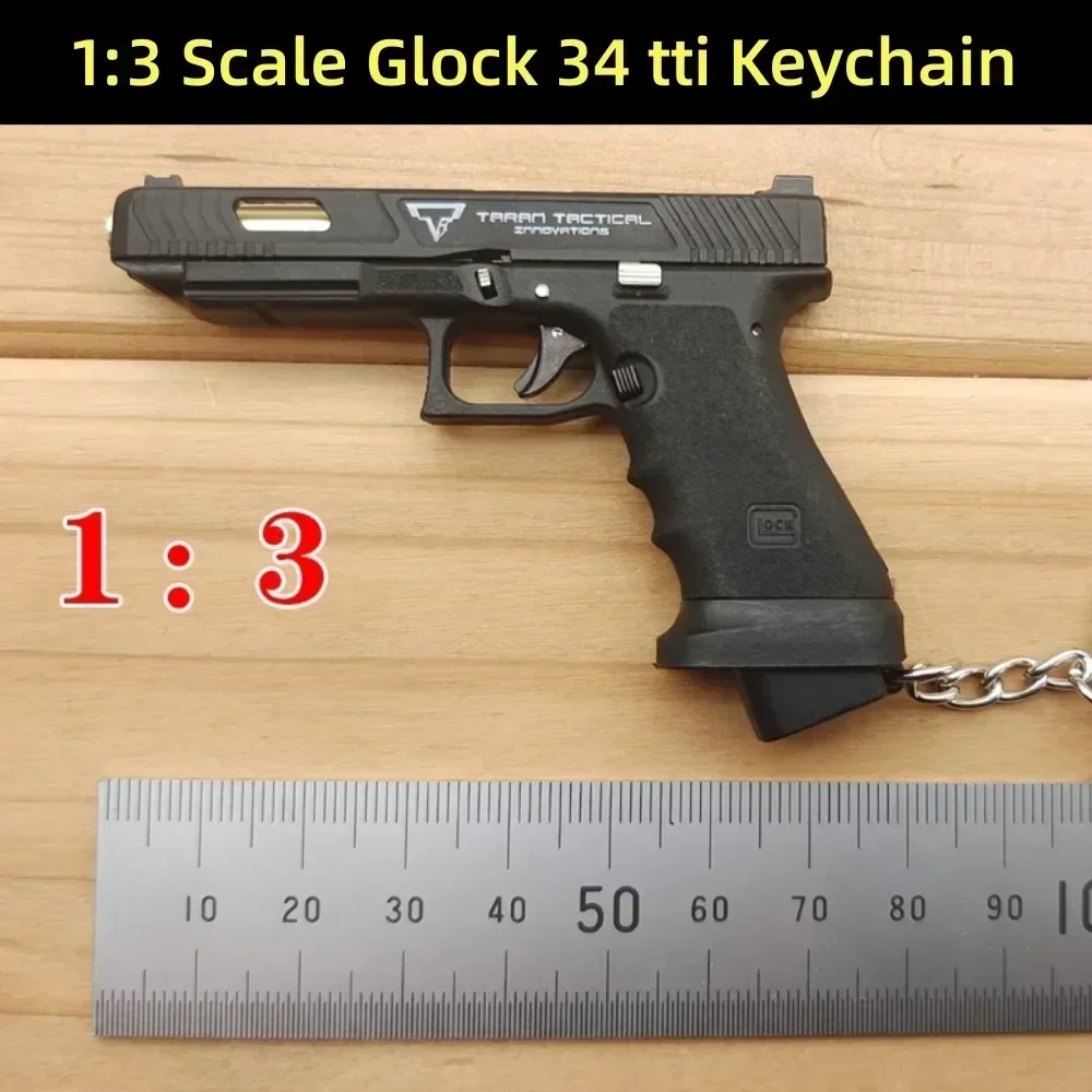 1:3 TTI Taran Tactical Alloy Empire G17 G34 PUBG Mini Pistol Keychain  Fidget Toy gun Shell Ejection Free Assembly